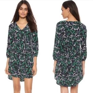 VERONICA BEARD Elm Printed Shirt Dress Victorian Vine 100% silk Size 0